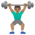 🏋🏽‍♂️ man lifting weights: medium skin tone display on Google